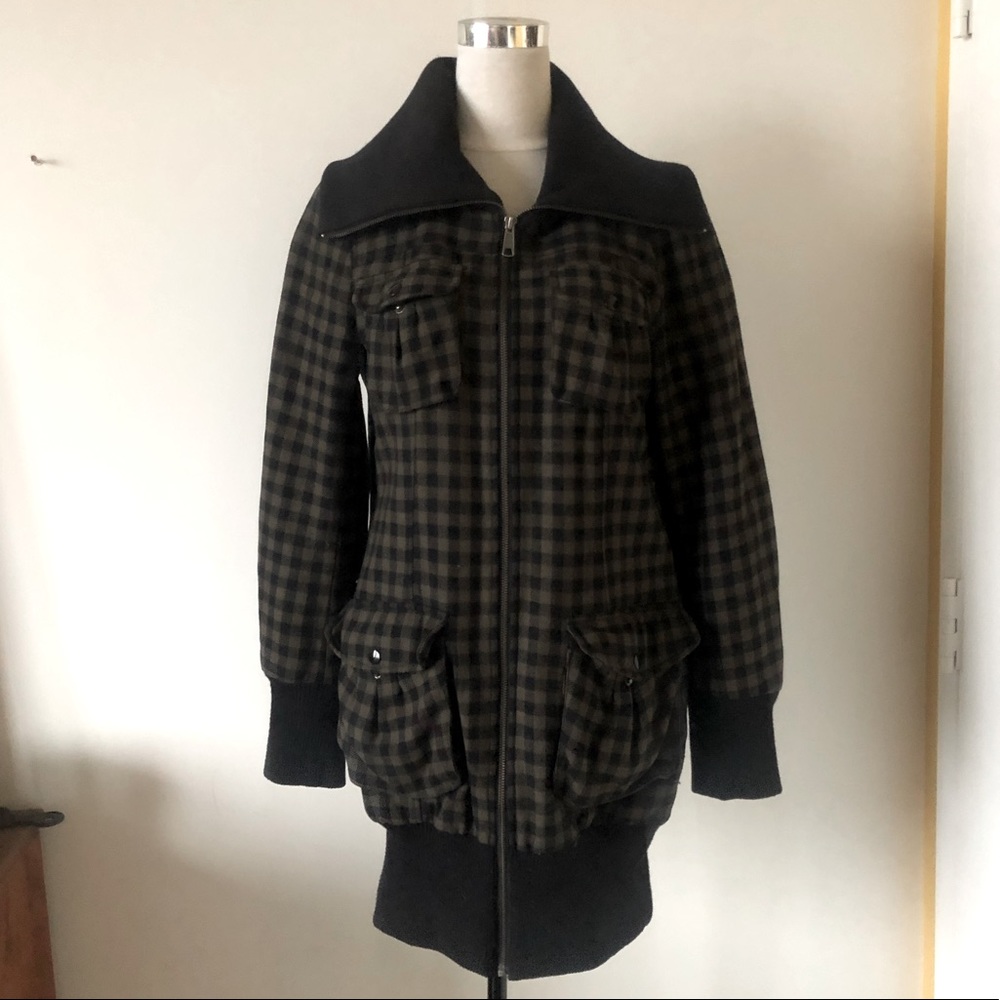 Wool cargo coat olive green black 8